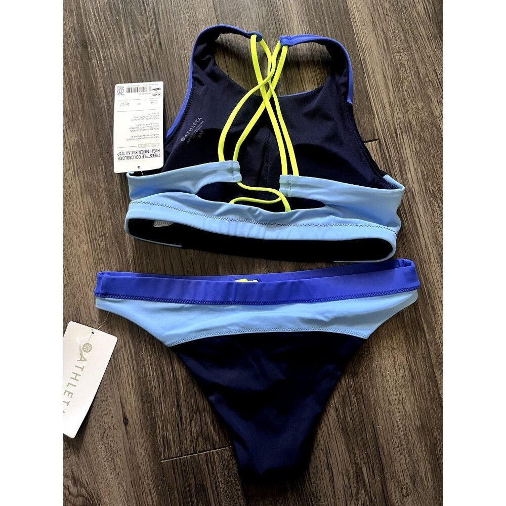 Athleta Freestyle Colorblock High Neck Bikini Set Size XXS - Picture 5 of 6